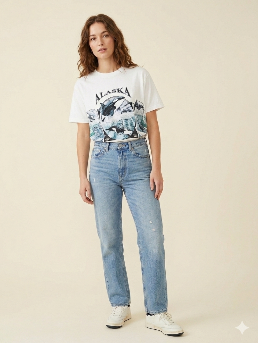 Vintage 90s Alaska Orca Dolphin T-Shirt Delta Pro Weight White M Unisex